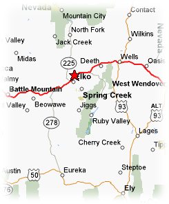 Click on map for an interactive map at MapQuest of the Elko area